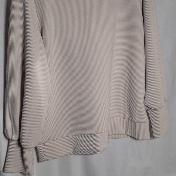 Trendy Queen‎ Beige Quarter Zip Oversized Pullover Women's Size Medium Shirt - Picture 8 of 11